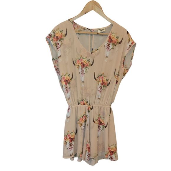 Show Me Your MuMu Rowdy Romper Peach Desert Rose Bull Head S - Picture 5 of 14